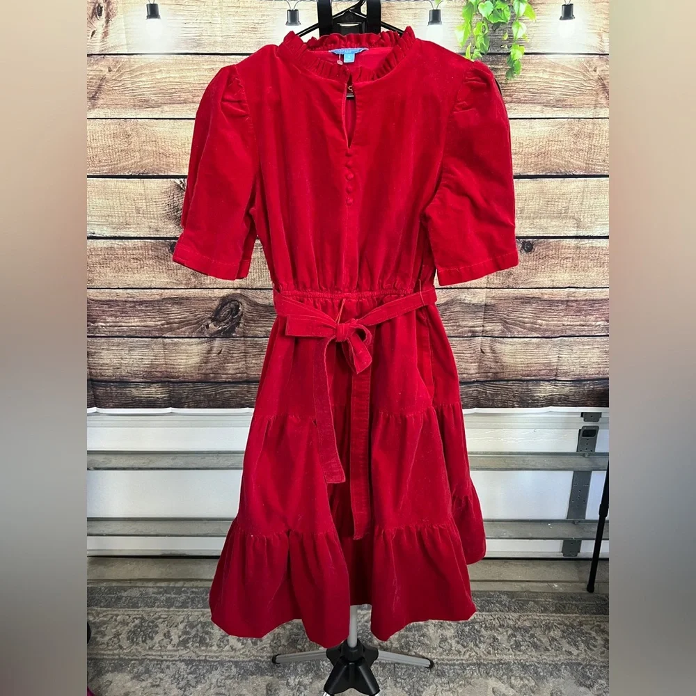 Draper James RSVP Red Corduroy Dress Size Small - Picture 1 of 10
